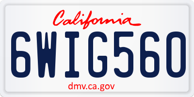 CA license plate 6WIG560