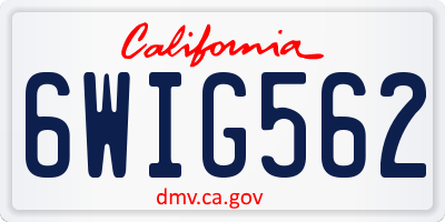 CA license plate 6WIG562