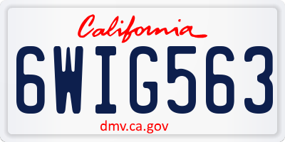 CA license plate 6WIG563