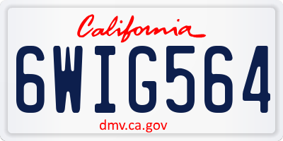 CA license plate 6WIG564