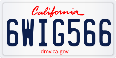 CA license plate 6WIG566