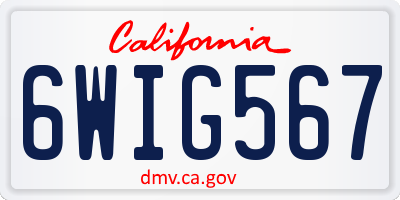 CA license plate 6WIG567