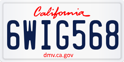 CA license plate 6WIG568