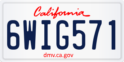 CA license plate 6WIG571