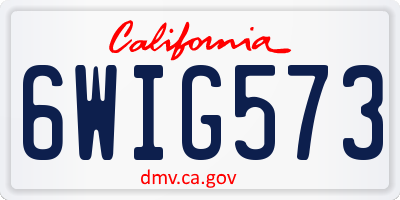 CA license plate 6WIG573