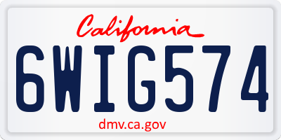 CA license plate 6WIG574