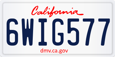 CA license plate 6WIG577