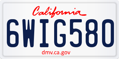 CA license plate 6WIG580