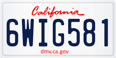 CA license plate 6WIG581
