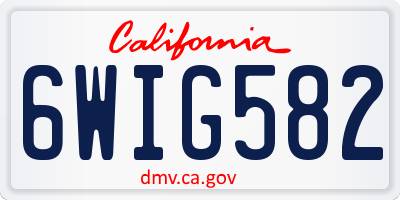 CA license plate 6WIG582