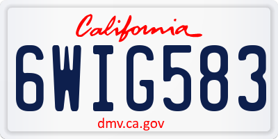 CA license plate 6WIG583