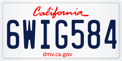 CA license plate 6WIG584
