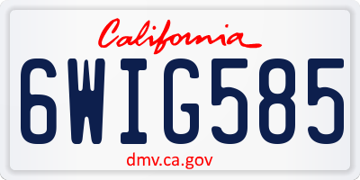 CA license plate 6WIG585