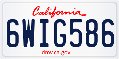 CA license plate 6WIG586