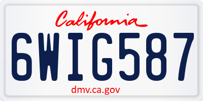CA license plate 6WIG587