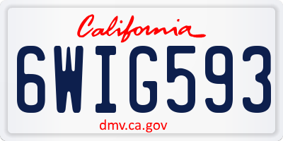CA license plate 6WIG593