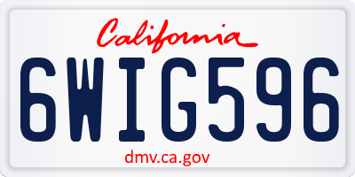 CA license plate 6WIG596