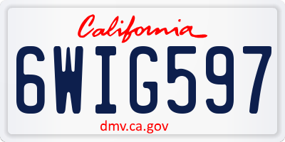 CA license plate 6WIG597