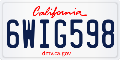 CA license plate 6WIG598