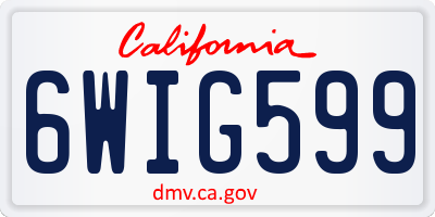 CA license plate 6WIG599