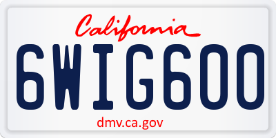 CA license plate 6WIG600