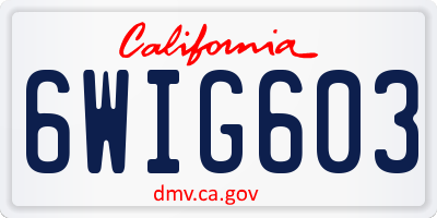CA license plate 6WIG603