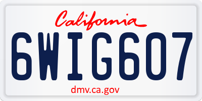 CA license plate 6WIG607