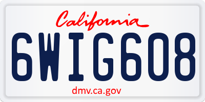 CA license plate 6WIG608