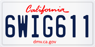 CA license plate 6WIG611