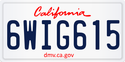 CA license plate 6WIG615