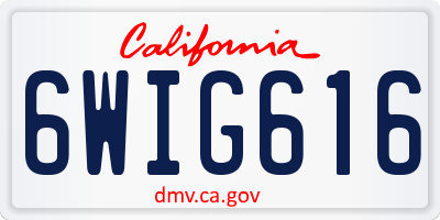 CA license plate 6WIG616