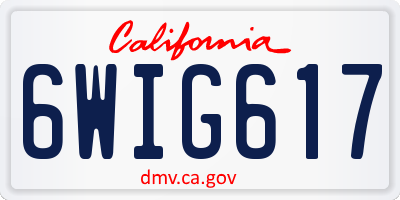 CA license plate 6WIG617