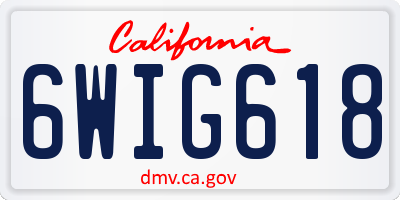 CA license plate 6WIG618