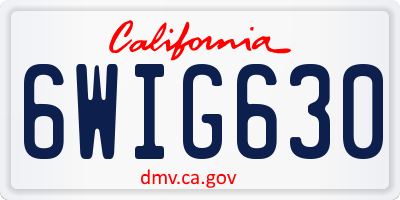 CA license plate 6WIG630