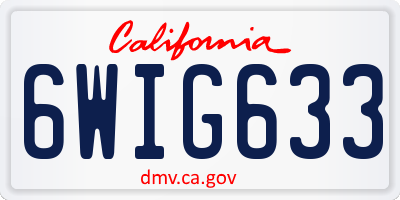 CA license plate 6WIG633