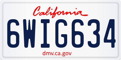 CA license plate 6WIG634