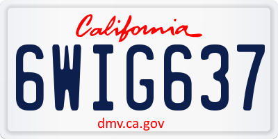 CA license plate 6WIG637