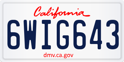 CA license plate 6WIG643