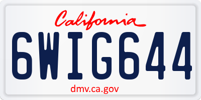 CA license plate 6WIG644