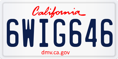 CA license plate 6WIG646