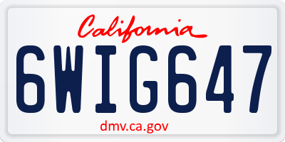 CA license plate 6WIG647