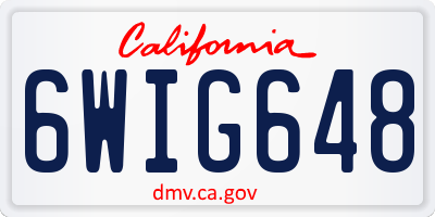 CA license plate 6WIG648