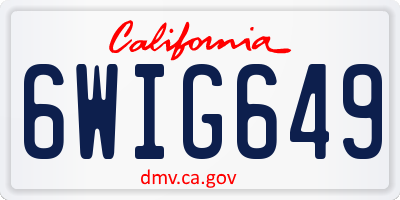CA license plate 6WIG649