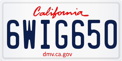 CA license plate 6WIG650