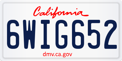 CA license plate 6WIG652