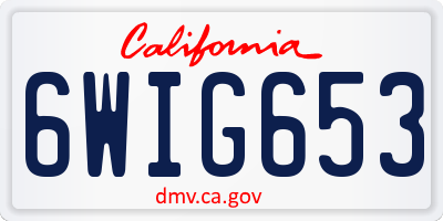 CA license plate 6WIG653