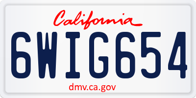 CA license plate 6WIG654