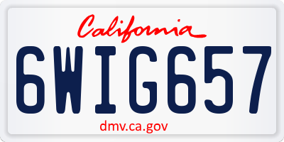 CA license plate 6WIG657