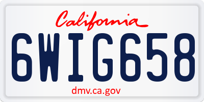 CA license plate 6WIG658