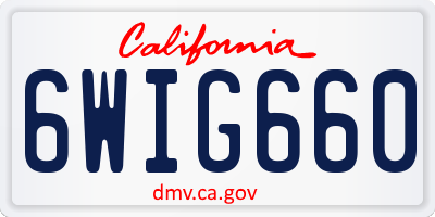 CA license plate 6WIG660